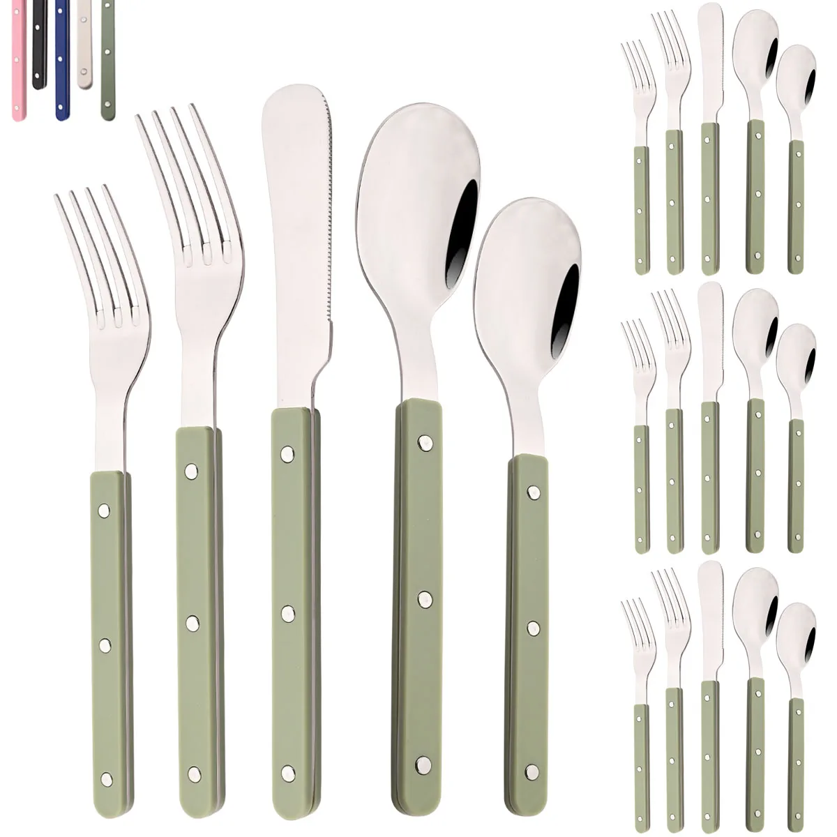 Kitchen Gadgets Green - Conjunto de talheres com cabo acrílico,