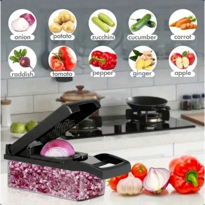 Cortador de Legumes Preto 16 e - Kitchen Gadgets Vegetable Chopper avaliação e preço