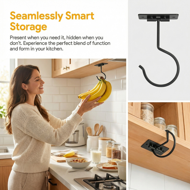 Gancho Adesivo de Metal Preto  - Kitchen Gadgets Organizer avaliação e preço